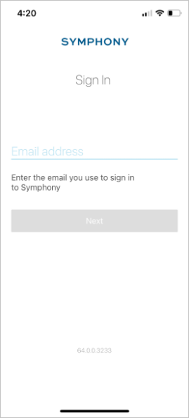 Sign in to the Symphony Messaging mobile app for the first time ...